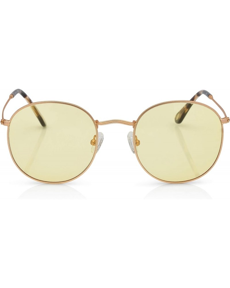 Vintage Round Sunglasses for Women and Men Classic Design 18K Gold Frame Crystal Yellow $78.72 Round