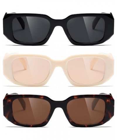 Sunglasses Women Square Men Trendy Show shades Retro fashion vogue UV Protection Black/Off-white/Tofu Pudding Color $11.72 Sq...
