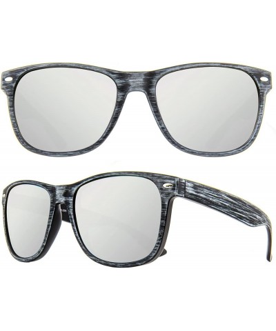 Polarized Sunglasses for Big Heads Men Women,UV 400 Protection Wood Grain Sun Glasses 8809 B6.gray Wood Grain/Sliver (1 Pair)...