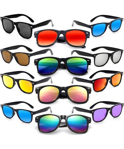 Party Sunglasses Bulk Adult Retro Plastic Sunglasses Pack of 12 Vintage Sunglasses Party Favors for men women Black Frame Mul...