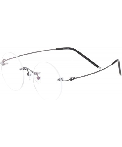 46mm Round Rimless Pure Titanium Reading Glasses for Men Polycarbonate Single Vision UV400 Coating Eyeglasses Reader-Gold||Pl...