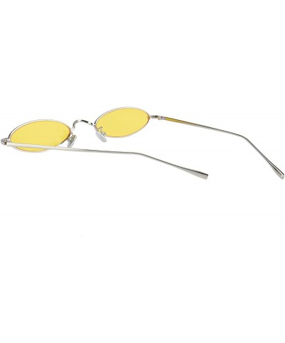 Vintage 90s Small Oval Sunglasses For Women Men Metal Frames Designer Gothic Glasses C39-sliver-yellow $10.07 Goggle