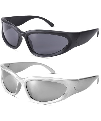 Wrap Around Fashion Sunglasses Oval Dark Vintage Sunglasses for Men Women Fishing Sports Shades UV400 Eyeglasses B1 Matte Bla...