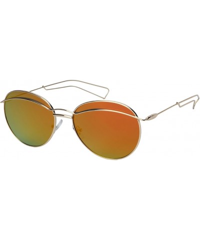 Oval Metal Flat Lens Sunnies with Double Brow Bar 23081-FLREV-4(G) $9.68 Oval