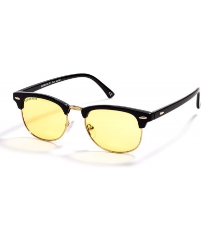 Classic Semi Rimless Fashion Sunglasses for Men Women,Sturdy PC Frame,FDA Standard UV400 Yellow Lens/Black Frame $7.94 Rimless