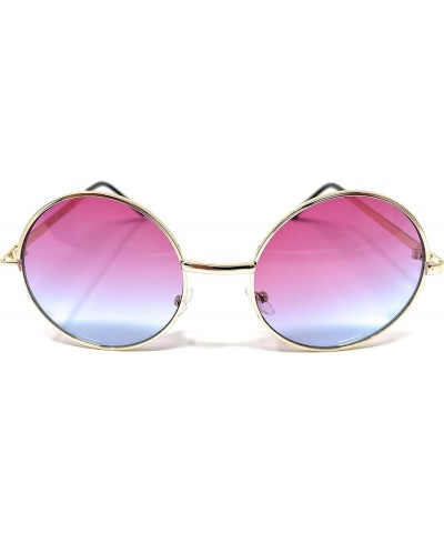 Round Retro Sunglasses or Clear Glasses Unisex Hippie Style… Gold Frame, Purple/Blue $6.75 Round