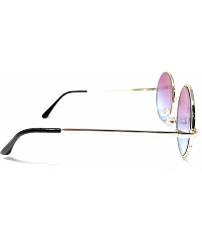 Round Retro Sunglasses or Clear Glasses Unisex Hippie Style… Gold Frame, Purple/Blue $6.75 Round