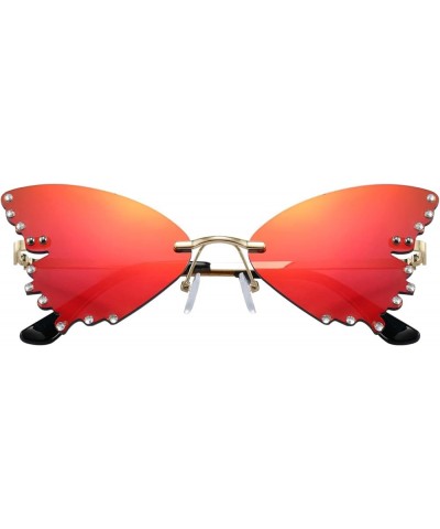 Butterfly Rimless Sunglasses for Women Fashion Metal Frame Sunglasses B4065 Red Mirror $11.12 Rimless