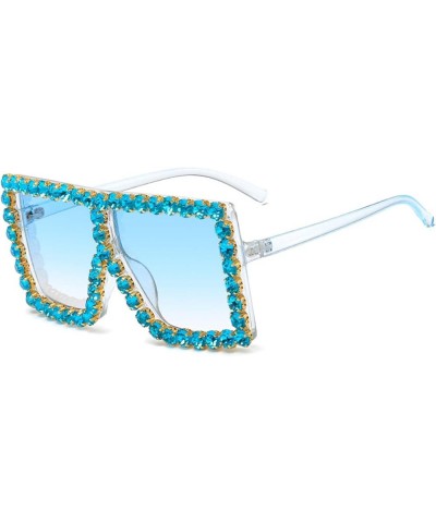 Large Square Diamond-Encrusted Sunglasses for Men and Women (Color : A, Size : Medium) Medium C $19.12 Designer