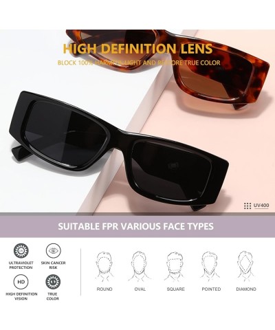 Retro Rectangle Sunglasses for Women Men Trendy 90s Sunglasses UV 400 Protection Red/Black-grey $6.75 Rectangular