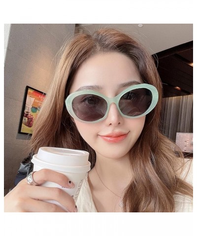 Oval Trendy Woman Sunglasses Outdoor Vacation Driving Sunglasses Gift B $8.24 Designer