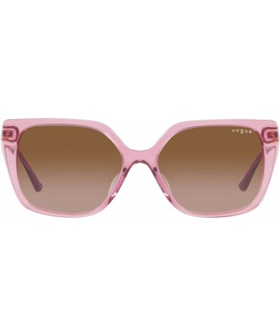 Women's Vo5386sf Low Bridge Fit Rectangular Sunglasses Transparent Purple/Brown Gradient $23.59 Rectangular