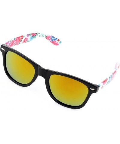 Women Flower Pattern Multicolor Arms Full Rim Yellow Lens Sunglasses (id: c2e 288 087 8b7 44b $11.43 Designer