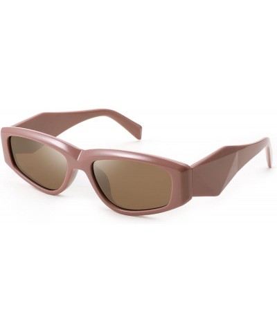 Rectangular Cat Eye Sunglasses for Women Men Retro 90s Y2K Trendy Sunnies K7143 004 Brown $10.39 Cat Eye