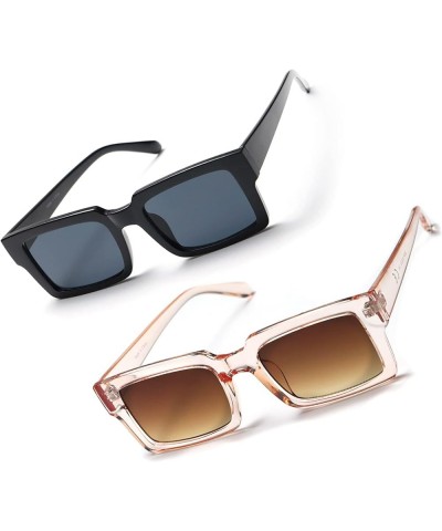 Sunglasses For Women Minimalist Classic Design Fashion UV400 Square Sun Glasses Unisex TY2984 Black+transparent Tea $15.33 De...