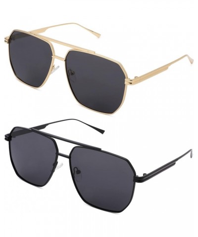 Retro Oversized Square Polarized Sunglasses for Women Men Classic Large Metal Shades Vintage Fashion Sun Glasses A1 Gold / Gr...
