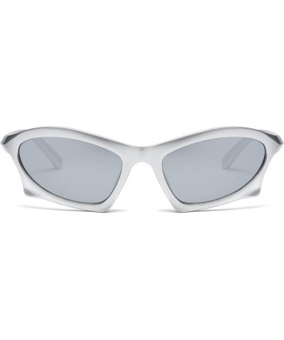 Oversize Square Y2K Women Men Fashion Sunglasses Sport sunglasses For Fishing hiking biking 3-sliver Frame Sliver Lens 1081 $...