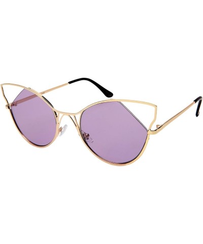 Cut Out Cat Eye Sunglasses with Flat Lens 3121 Gold Purple $7.49 Cat Eye