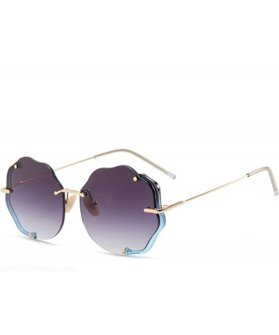 Fashion Oversized Round Sunglasses Women Flower Design Trendy Rimless Sun Glasses Shades for Women Mirror Eyewear UV400 Gray ...
