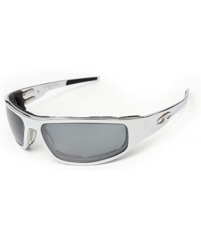 Billet Aluminum Riding Glasses - Windproof Foam - Bagger Chrome Flat Biker Sunglasses Mirror Silver $68.43 Designer