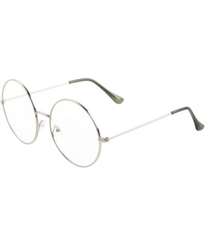 XL Round Oversized Eyeglasses/Clear Flat Lens Sunglasses Silver Frame Clear $8.93 Oversized
