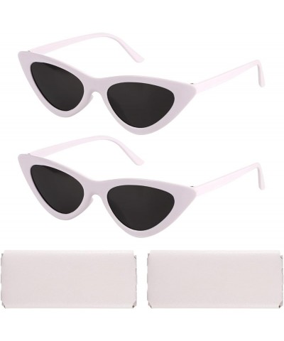 2pcs Cat Eye Sunglasses for Women Sunglasses Retro Cat Eye Sunglasses for Bachelorette Party with Sunglasses Pouches White $6...