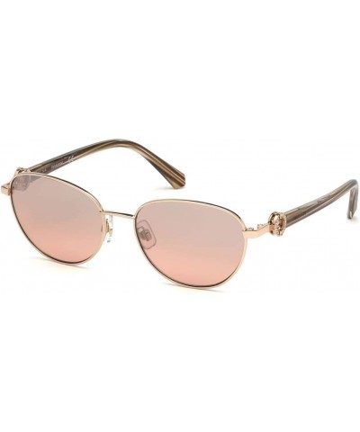 Women's Sunglasses Shiny Rose Gold Frame with Bordeaux Mirror Lenses $58.82 Round