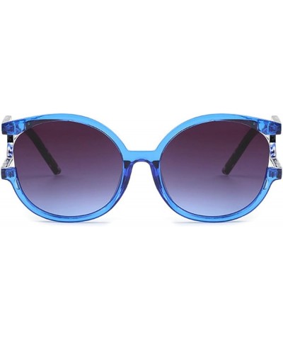 2024 Fashion Unique Oval Sunglasses Women Fashion Colorful Leopard Gradient UV400 Men Hollow Sun Glasses Blue $10.18 Round