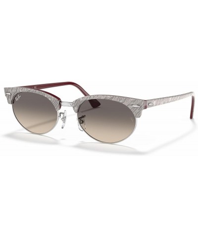 Rb3946 Clubmaster Oval Sunglasses Wrinkled Grey on Bordeaux/Clear Gradient Grey $43.21 Oval