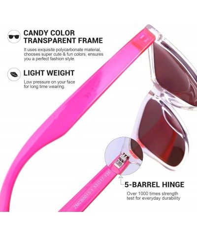 Womens Sunglasses UV400 Mirrored Lens, Fit for Outdoor, Vacation, Driving A2 - Pink + Blue - Mirrored Lens $8.39 Square