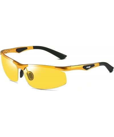 Classic Aviator Sunglasses Polarized Al-Mg alloy Driving Sunglasses 100% UV Blocking Gold Yellow $17.76 Butterfly