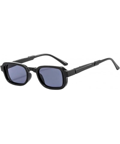 Rectangular Small Frame Personality Sunglasses Men's and Women's Anti-UV Glasses Bright Black Gray $3.70 Square