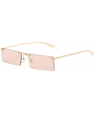 Metal Small Frame Fashion Men Women Sunglasses Simple Rimless Outdoor Trend UV400 Sunglasses Gift F $13.28 Rimless