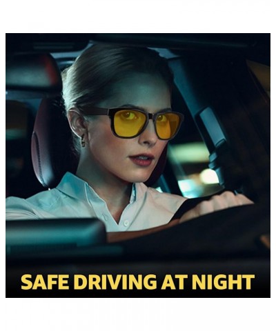 Night Vision Driving Glasses for Women - Polarized Nighttime Glasses for Driving Yellow Lens A01 Black $11.60 Square