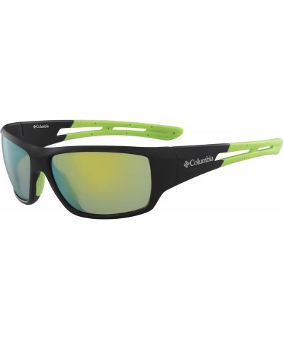 Men's Utilizer Wrap Sunglasses Matte Black W/Green Rubber Polarized $40.83 Rectangular