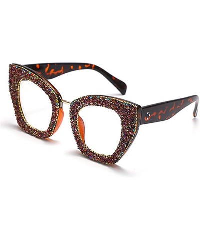 clear lens Sunglasses Bling Rhinestone Sun Glasses Women Vintage Rhinestone Sunglasses Shades Brown Leopard Rainbow $10.60 Bu...