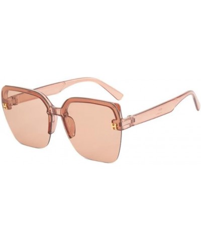 Eyebrow Half Frame Square Sunglasses Ladies Fashion Letter Beach Glasses Outdoor Travel Sunglasses Champagne $5.98 Square