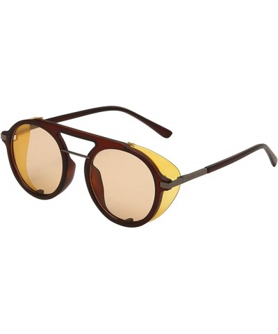 Women Mens Classic Round Polarized Sunglasses Retro Fashion Sunglasses Glasses Yellow One Size $12.00 Round