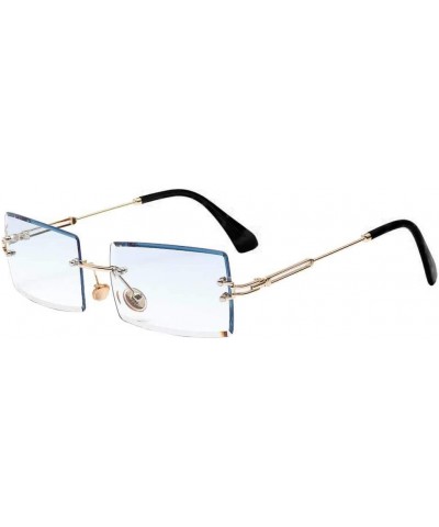 Rimless Rectangle Sunglasses for Women Fashion Frameless Square Glasses for Men Ultralight UV400 Eyewear Unisex H: Blue $8.24...