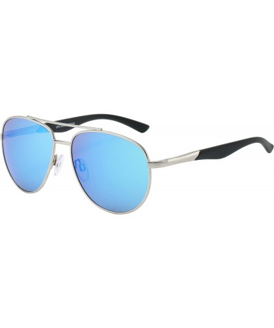 Piranha Luther Aviator Sunglasses with Silver Frames and Mirrored Blue Lens $16.73 Aviator