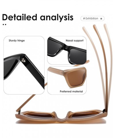Sunglasses Womens Men Polarized Trendy Retro Sun Glasses Oversize Square Frame K1546 Black+brown Multicoloured $12.74 Square