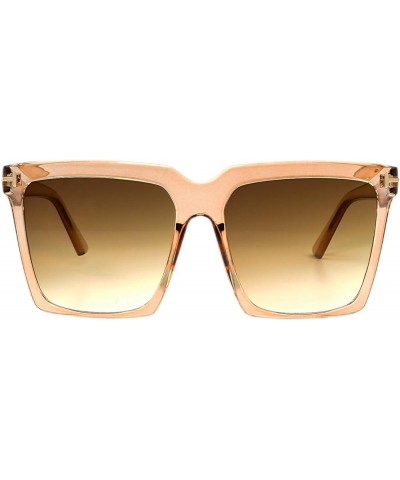 Oversized Square Sunglasses Vintage Fashion Big Frame Shades for Women Men UV400 Protection Champagne $14.60 Designer