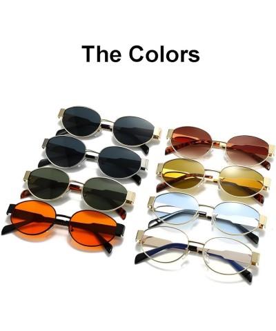 Retro Oval Sunglasses for Women Trendy Vintage Oval Sun Glasses Classic Shades Metal Frame Sunnies 01 Gold/Grey $27.69 Goggle