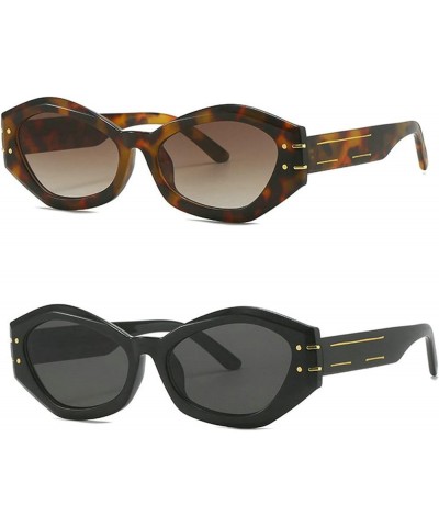 Fashion Women Square Sunglasses Retro Designer Large frame Gradient Shades UV400 Men Wide Legs shield Sun Glasses 2pcs-black&...