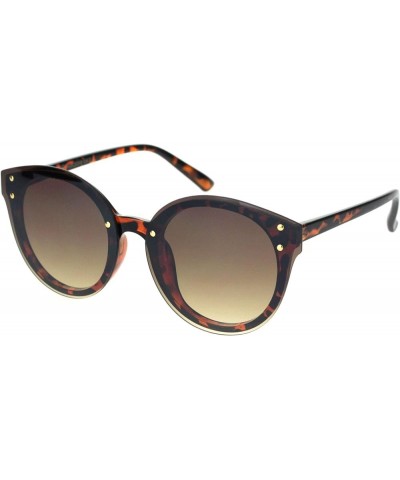 Womens Flat Panel Lens Retro Rimless Horned Minimal Sunglasses Tortoise Gradient Brown $8.82 Round