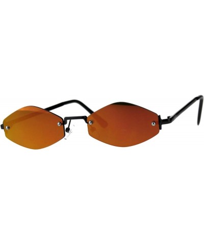 Skinny Oval Diamond Shape Sunglasses Womens Rimless Metal Frame Mirror Lens Gunmetal (Fuchsia Mirror) $10.00 Rimless