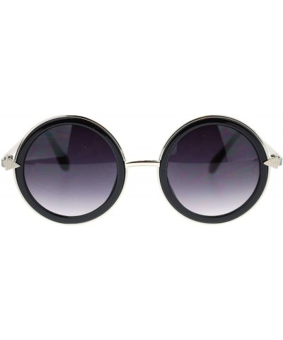 Womens Vintage Round Circle Frame Sunglasses Arrow Design Black Silver black $8.77 Round
