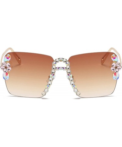 Women Festival Bling Rhinestone Square Sunglasses Female Trendy Gradient Crystal Diamond Rave Glasses for Party Brown $10.33 ...