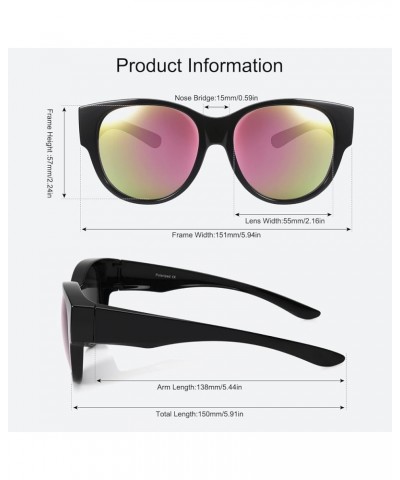Oversized Polarized Fit over Sunglasses Over Glasses for Men and Women (Red, Black) S13-black/Pink-mirrored Pink $14.81 Overs...