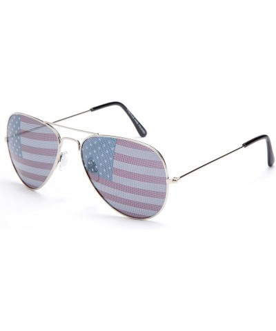 Kyra World Cup USMNT Flag Patriotic Olympic Soccer Aviator Style Sunglasses Silver $8.69 Aviator